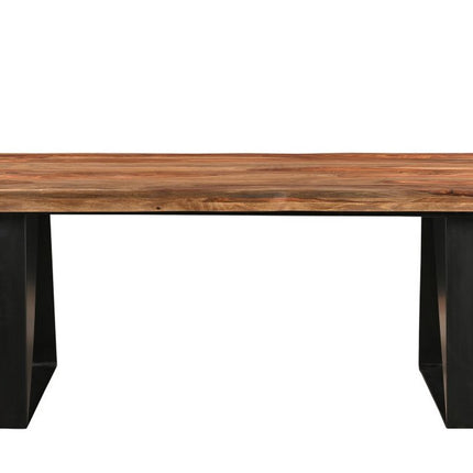 80" Brown and Black Solid Wood and Iron Live Edge Dining Table