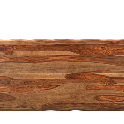 80" Brown and Black Solid Wood and Iron Live Edge Dining Table