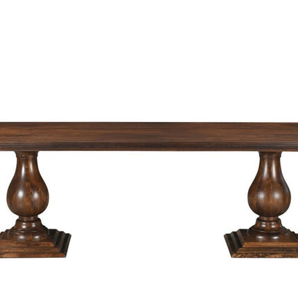 96" Dark Brown Wood Double Pedestal Base Dining Table