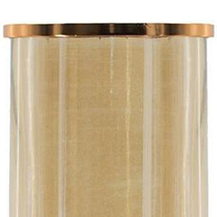 19" Gold And White Glass And Marble Table Vase