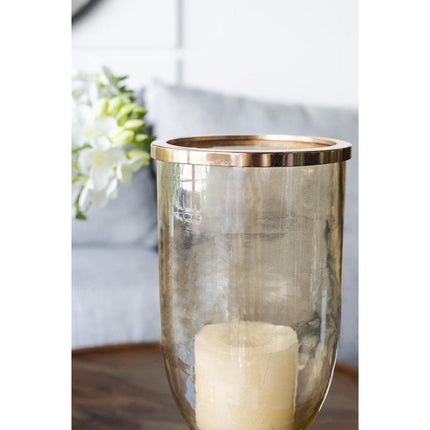 16" Gold And White Glass And Marble Table Vase