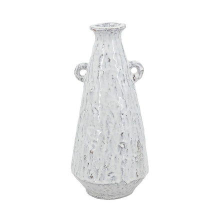 12" White Terracotta Tapered Jug Vase