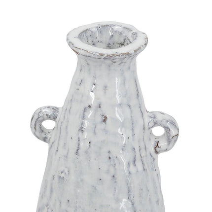 12" White Terracotta Tapered Jug Vase