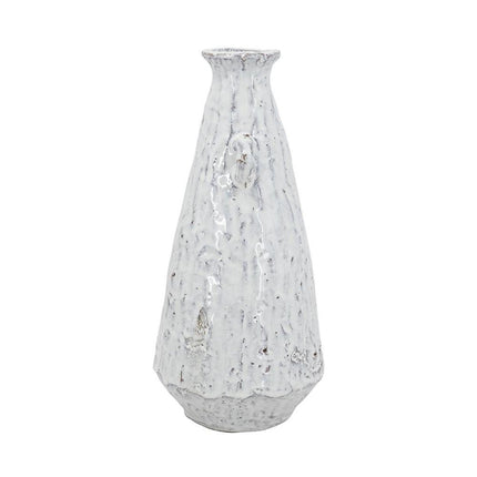 12" White Terracotta Tapered Jug Vase