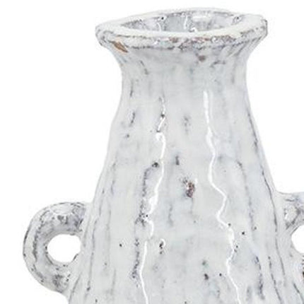 12" White Terracotta Tapered Jug Vase