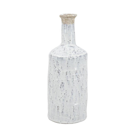 13" White Terracotta Cylinder Jug Vase