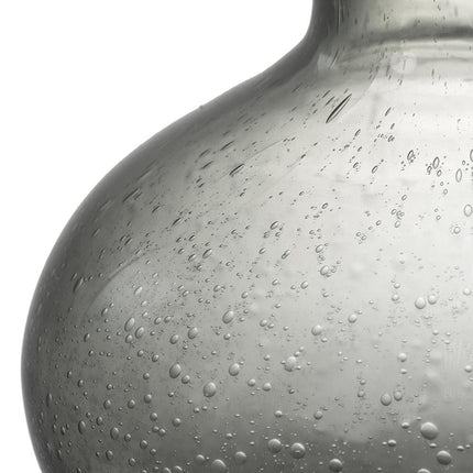 9" Light Gray Bubble Glass Round Table Vase