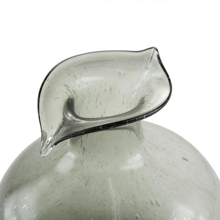 9" Light Gray Bubble Glass Round Table Vase