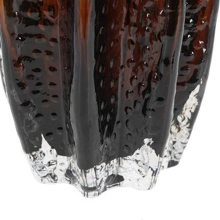 12" Burnt Umber Wavy Glass Table Vase