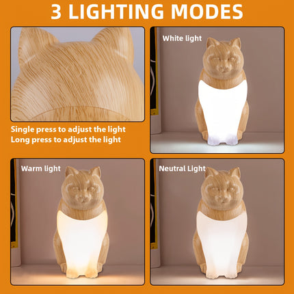 1pc Cute Cat Night Light | Touch Control, Adjustable Brightness, USB Rechargeable, Ideal for Bedroom