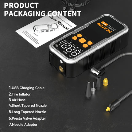 Portable Wireless Air Pump, Tire Inflator, Air Compressor 150 PSI Quick Inflation
