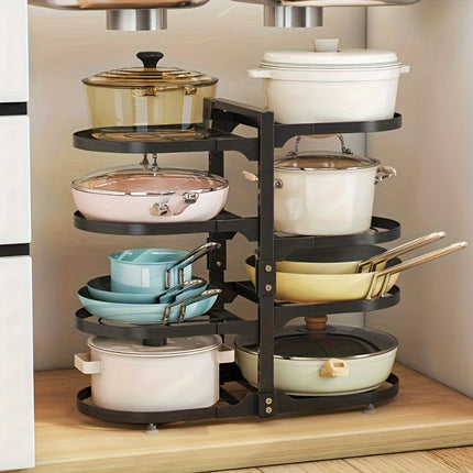 8 Tier Pots and Pans Lid Organizer Rack Holder, Adjustable Pot Organizer Rack for Under Cabinet