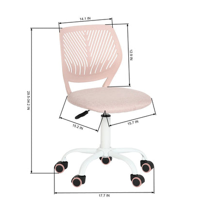 Pink and White Adjustable Height Swivel Rolling Office Chair