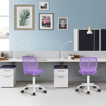 Pink and White Adjustable Height Swivel Rolling Office Chair