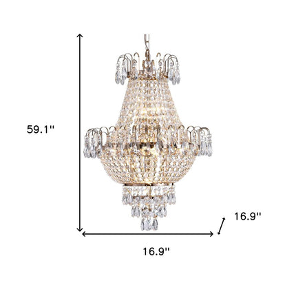 Gold Seven Light Metal Chandelier With Gold Shades