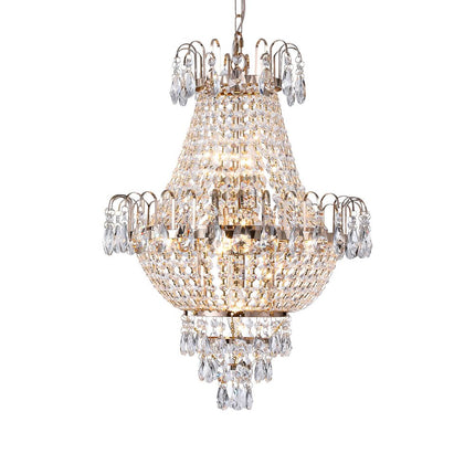 Gold Seven Light Metal Chandelier With Gold Shades