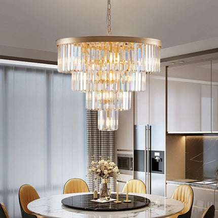 Gold Twelve Light Metal Chandelier With Gold Shades