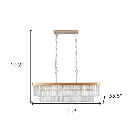 Gold Eleven Light Metal Chandelier With Gold Shades