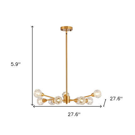 Gold Nine Light Metal Chandelier