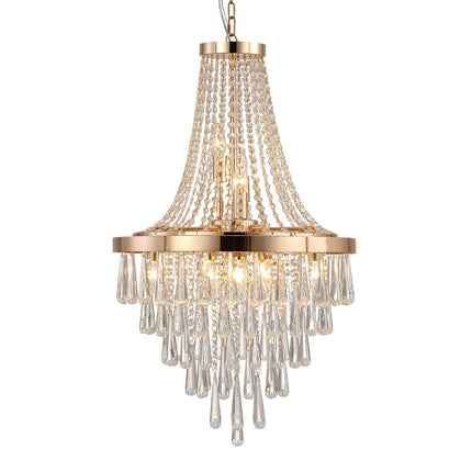 Gold Eleven Light Metal Chandelier With Gold Shades