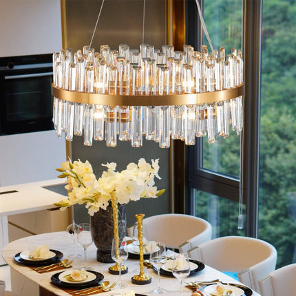 Gold Twelve Light Metal Chandelier With Gold Shades