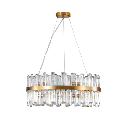 Gold Twelve Light Metal Chandelier With Gold Shades
