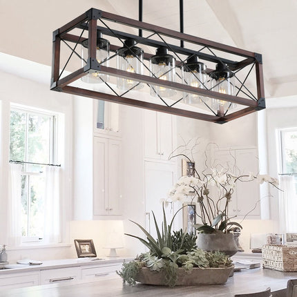 Red and Black Chandelier Metal Ceiling Light