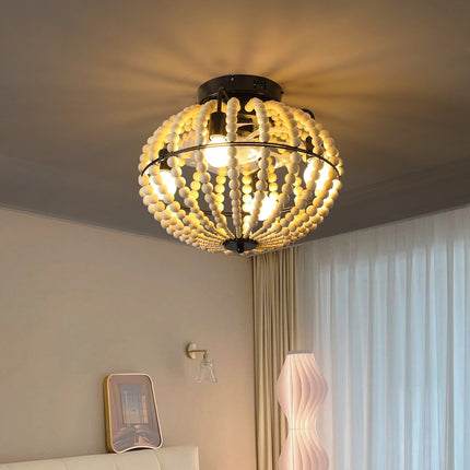 White Four Light Metal Smart Enabled Semi-Flush Chandelier With White Shades