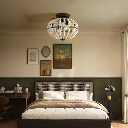 White Four Light Metal Smart Enabled Semi-Flush Chandelier With White Shades