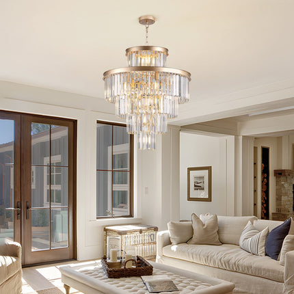Gold Multi Light Metal Chandelier With Gold Shades