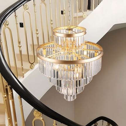 Gold Multi Light Metal Chandelier With Gold Shades