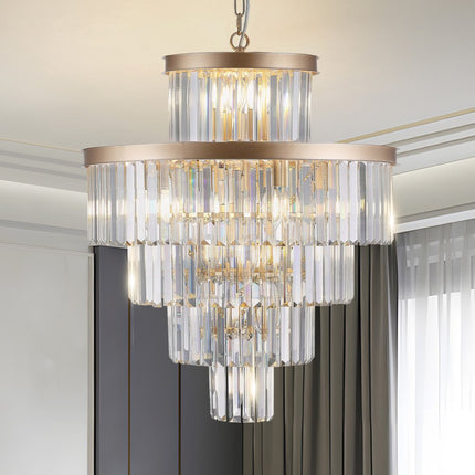 Gold Multi Light Metal Chandelier With Gold Shades