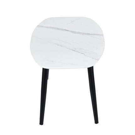 43" White and Black Faux Marble And Steel Coffee Table