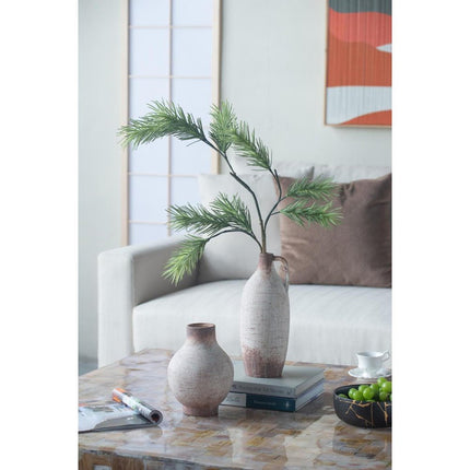 12" Brown And White Ceramic Round Jug Vase