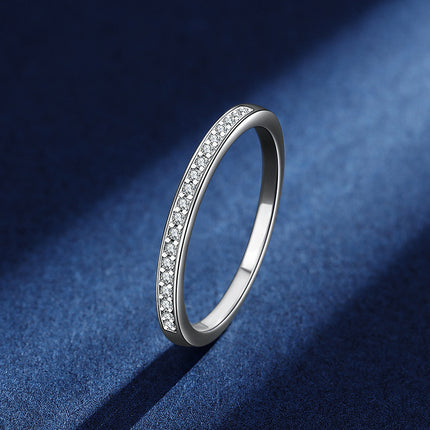 S925 Sterling Silver Couple Rings Adjustable Minimalist Design With Moissanite Diamond Accent
