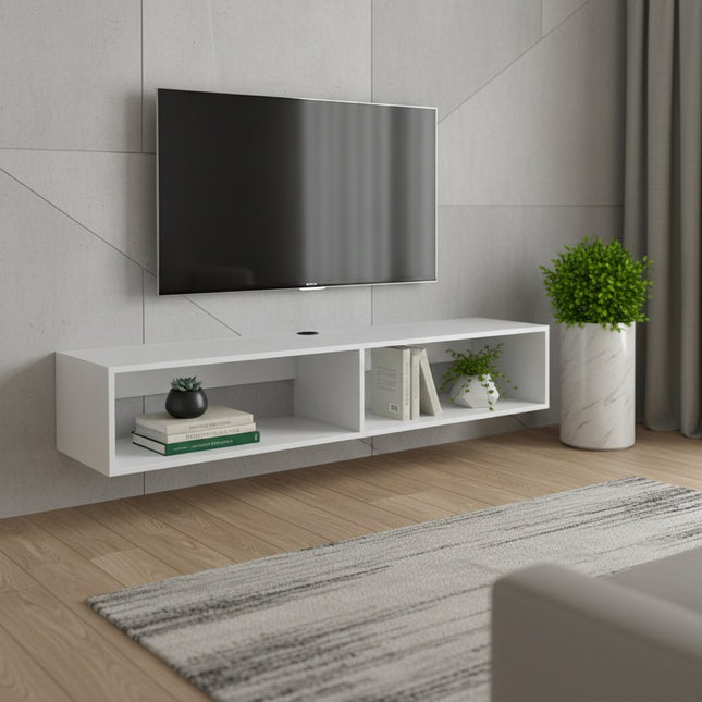 59" White Floating Mount TV Stand