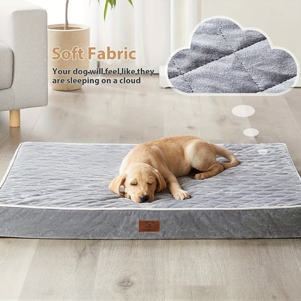 Dog Beds For Large Dogs, Dog Bed With Plush Egg Foam Support And Non-Slip Bottom, Waterproof And Machine Washable Removable Pet Bed Cover Christmas Gift