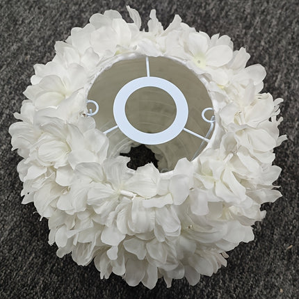 Fabric Three-Dimensional Flower Lampshade Made of Artificial Materials with Everlasting Flowers.