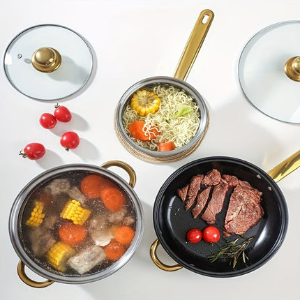 12-Piece Stainless Steel Cookware Set - Non-Stick Pots and Pans with Lids,