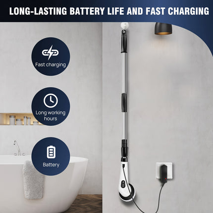 Electric Rotary Scrubber Cordless Shower Cleaner Bathroom Cleaning Brush With Adjustable Telescopic