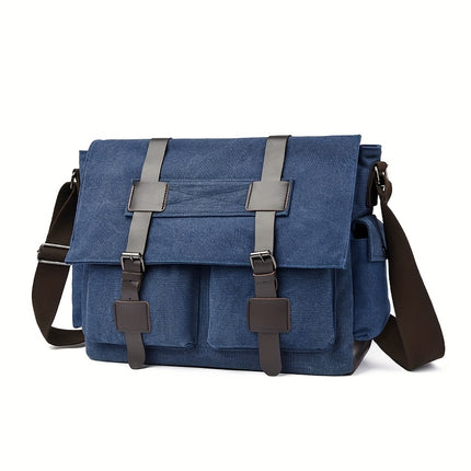 Large Capacity Vintage Canvas Crossbody Bag, Reasonably Partitioned, Durable And Washable Shoulder Bag,