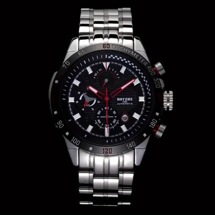 Men's Automatic Mechanical Watch Wristwatch with Hollowed-Out Back, Automatic Winding
