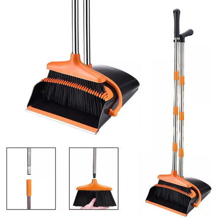 Broom and Dustpan Set with Long Handle for Home Kitchen Room Office Lobby Floor Use,