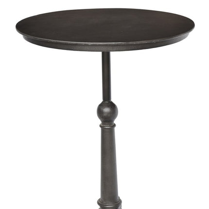 30" Brown Iron Round Pedestal End Table