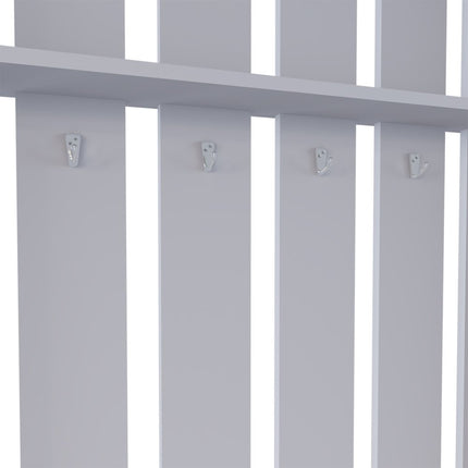 68" Gray Wood Four Hook Coat And Shoe Rack