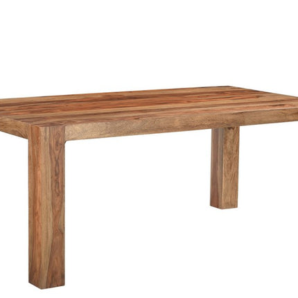 Seven Piece Brown Solid Wood Dining Set with Six Chairs