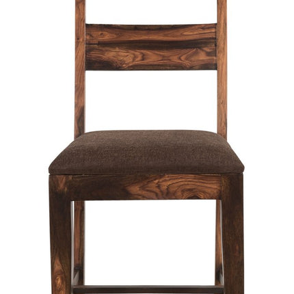 Seven Piece Dark Brown Solid Wood Dining Set with Six Chairs