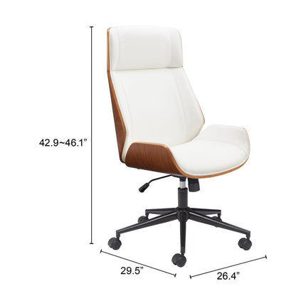 White Adjustable Height Rolling Office Chair