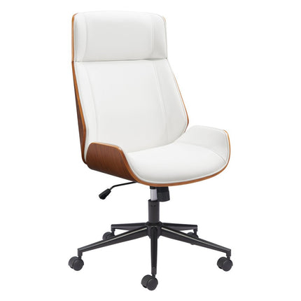 White Adjustable Height Rolling Office Chair