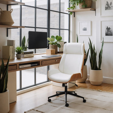 White Adjustable Height Rolling Office Chair